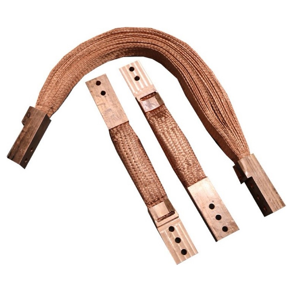 Curved copper braided flexible connector variants