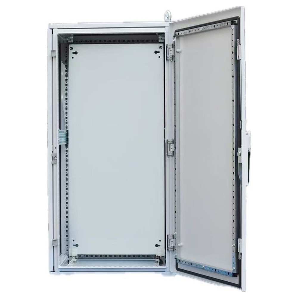 Open freestanding electrical enclosure interior